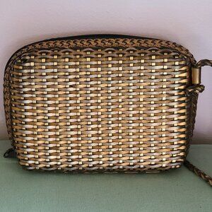 Vintage CEM  Woven Metallic Leather Crossbody Bag Zip Closure